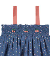Load image into Gallery viewer, Top - Smocked embroidered mini blue flowers