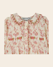 將圖片載入圖庫檢視器 Romper Ecru and pink floral smocked ROSALIE