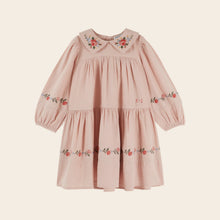 Load image into Gallery viewer, Dress Embroidered cross stitch pink ROSEAU