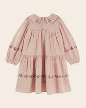 Load image into Gallery viewer, Dress Embroidered cross stitch pink ROSEAU