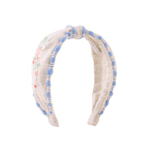 Load image into Gallery viewer, Gingersnaps Delta Center Knot Headband with embroidery, stylish hair accessory featuring a knotted design and decorative stitching.