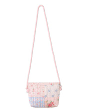 Load image into Gallery viewer, Small pink crossbody bag with floral and checkered patterns on a white background