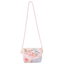 Load image into Gallery viewer, Floral patterned crossbody bag with a checkered bottom section on a white background