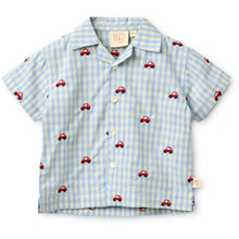 將圖片載入圖庫檢視器 Flöss Albert shirt in blue gingham print, a stylish button-up top with a classic checkered pattern and collar.