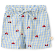 將圖片載入圖庫檢視器 Flöss Albert Shorts in blue gingham fabric, casual bottom with a classic checkered pattern, perfect for summer wear.