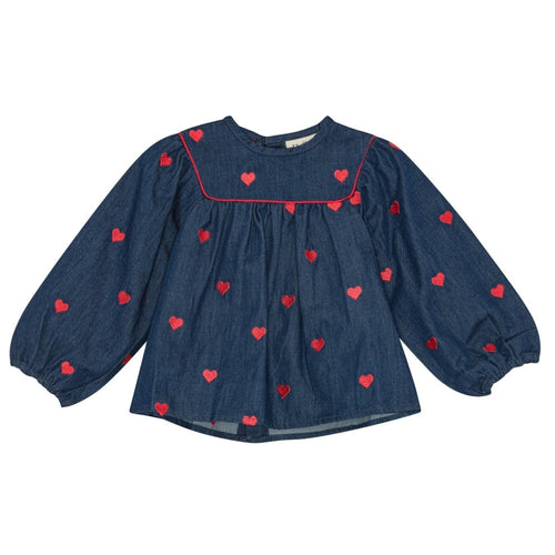 Amee Blouse - Mid Blue Heart