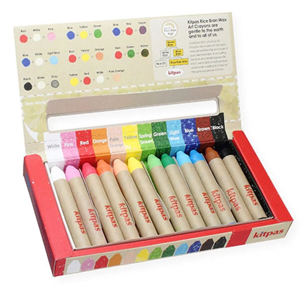 Set of colorful lip pencils in an open box on a white background