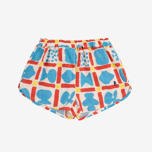 Geometric Game all over woven girl shorts