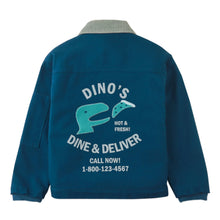 Load image into Gallery viewer, BJORN WORKER&#39;S JACKET BLUE WITH EMBROIDERED PATCHES, BACK PRINT, AND FLEECE APPLIQUÉ