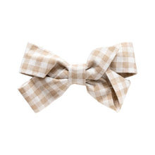 Load image into Gallery viewer, SMALL BOW BARRETTE SET CHLOÉ | WHEAT CHECKERED