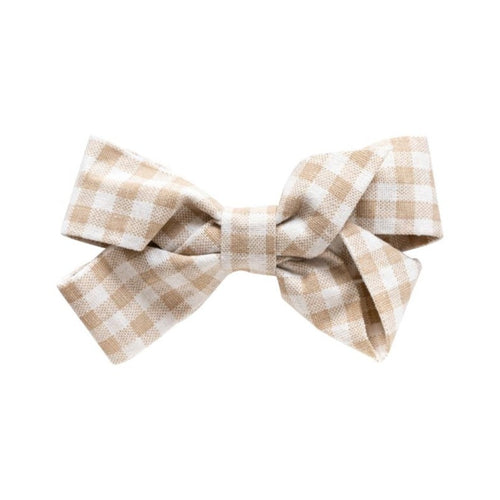 SMALL BOW BARRETTE SET CHLOÉ | WHEAT CHECKERED