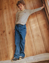 Load image into Gallery viewer, ERIK STRAIGHT LEG PANTS BLUE WITH EMBROIDERED SIDES