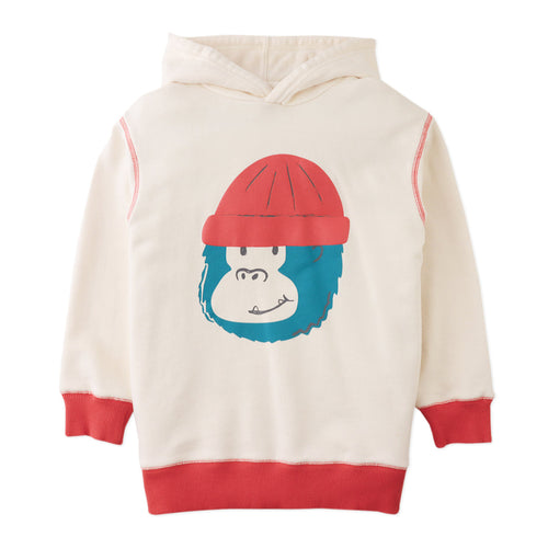 GREGORY HOODED SWEATSHIRT OFFWHITE WITH GORILLA HEAD GRAPHIC