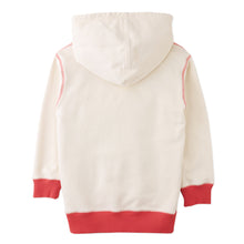 Load image into Gallery viewer, White hoodie with red accents on a white background