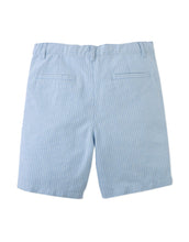 Load image into Gallery viewer, Gingersnaps Louis linen cotton stripe regular shorts in beige and white, back view showing elastic waistband and side pockets.
