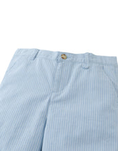 Load image into Gallery viewer, Gingersnaps Louis linen cotton stripe regular shorts in light blue and white, featuring a comfortable waistband and casual fit.