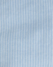 Load image into Gallery viewer, Louis Gingersnaps linen cotton stripe regular shorts with front pockets and elastic waistband, displayed on a hanger.