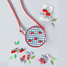 Load image into Gallery viewer, Cherry Gingham Mini Bow Clips