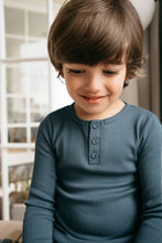 將圖片載入圖庫檢視器 Organic Cotton Modal Long Sleeve Henley - Stormy Night