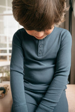 將圖片載入圖庫檢視器 Organic Cotton Modal Long Sleeve Henley - Stormy Night
