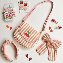 Load image into Gallery viewer, Stripy Cherry Scallop Bag