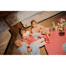 Load image into Gallery viewer, Flöss Dolly Bow Dress in berry with bow Gingham pattern, featuring a stylish and charming design perfect for young girls.