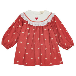 Ellen Dress - Poppy Red/Soft White