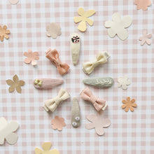 Load image into Gallery viewer, Linen Mini Bow Clips