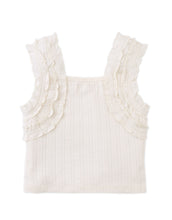 將圖片載入圖庫檢視器 Gingersnaps Sandra Pattern Top with smocked straps, shown from the back, featuring a colorful printed design and fitted style.