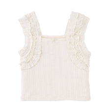 將圖片載入圖庫檢視器 Gingersnaps Sandra pattern top with smocked straps, lightweight fabric, and vibrant floral design, front view.