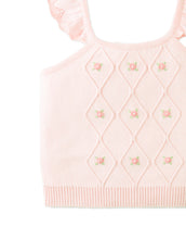 將圖片載入圖庫檢視器 Georgina knitted blouse by Gingersnaps featuring bullion flower embroidery, long sleeves, and a cozy, stylish fit.