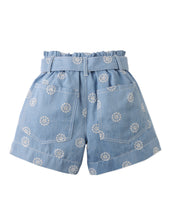 Load image into Gallery viewer, Gingersnaps Amara denim shorts with large pockets and belt, stylish casual bottom for kids, in light blue denim.