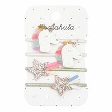 將圖片載入圖庫檢視器 Set of hair ties with unicorn and star designs on a branded card.
