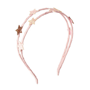Pink headband with star-shaped decorations on a white background