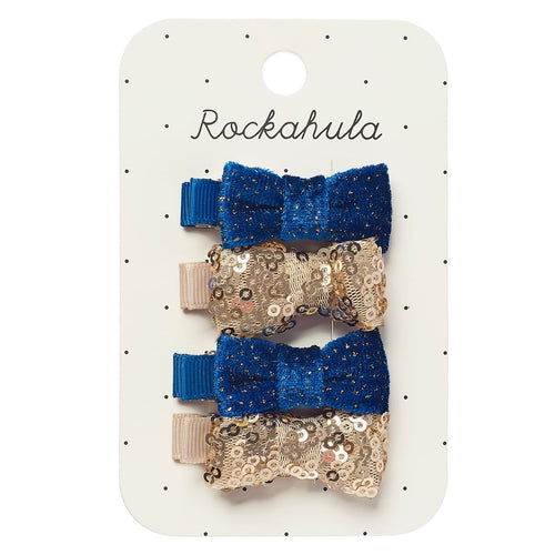 Set of sequined hair bows on a Rockahula branded card