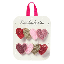 將圖片載入圖庫檢視器 Heart-shaped hair clips on a Rockahula branded card with pink handles.