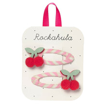 將圖片載入圖庫檢視器 Set of hair clips with cherry design on a Rockahula branded card.
