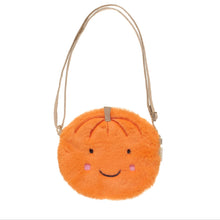Load image into Gallery viewer, Orange plush bag with a smiley face on a white background