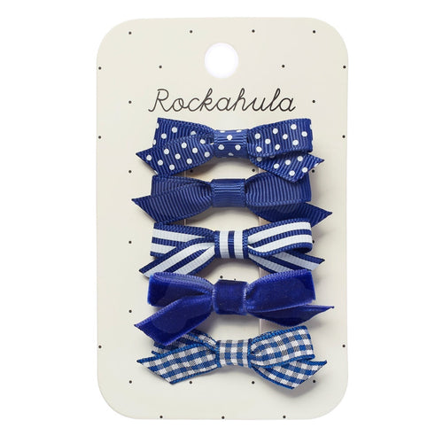 School Bow Clip Set Blue