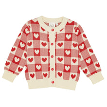 Load image into Gallery viewer, Heart Cardigan - Poppy Red/Soft White