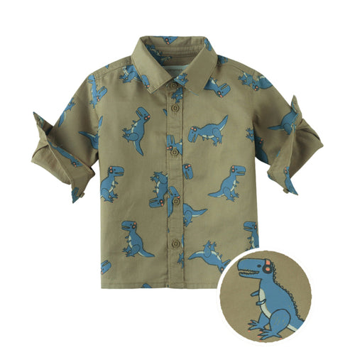 Children's shirt with dinosaur pattern on a white background