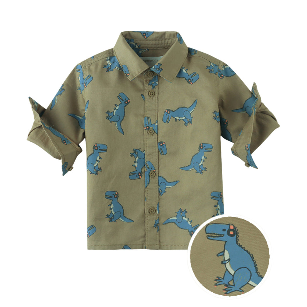 Children's shirt with dinosaur pattern on a white background