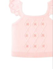 將圖片載入圖庫檢視器 Baby Georgina knitted blouse by Gingersnaps with bullion flower embroidery, featuring a soft, cozy top for little girls.