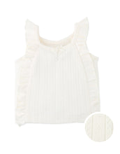 將圖片載入圖庫檢視器 Gingersnaps Baby Freyja diamond row pointelle jersey knit top with ruffles and rosette details, soft and adorable for little girls