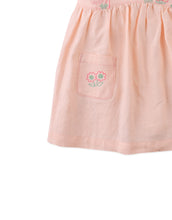 Load image into Gallery viewer, Baby Kayla apron dress by Gingersnaps with bunny embroidery, featuring a cute, sleeveless design and soft pastel fabric.