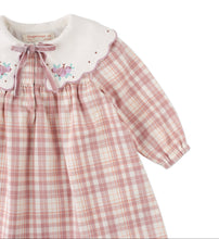 Load image into Gallery viewer, BABY CAROLINA LONG SLEEVES DRESS ACKERMANN WITH EMBROIDERED COLLAR &amp; TIE ACCENTS