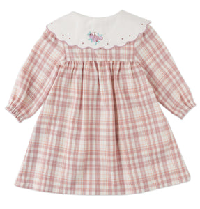 BABY CAROLINA LONG SLEEVES DRESS ACKERMANN WITH EMBROIDERED COLLAR & TIE ACCENTS