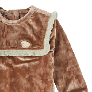 BABY LEONIE PULLOVER SUNDANCE WITH RUFFLES AND TINY SHEEP EMBROIDERY