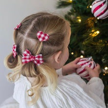 Load image into Gallery viewer, Pinwheel Pigtail Set | Christmas Gingham