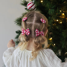 Load image into Gallery viewer, Pinwheel Pigtail Set | Christmas Gingham